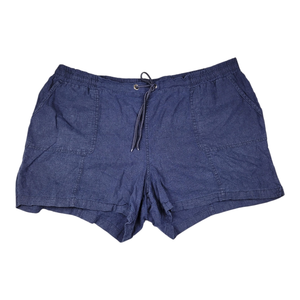 Cato Women's Shorts Linen Blend Navy Blue Plus Size 22W - 24W